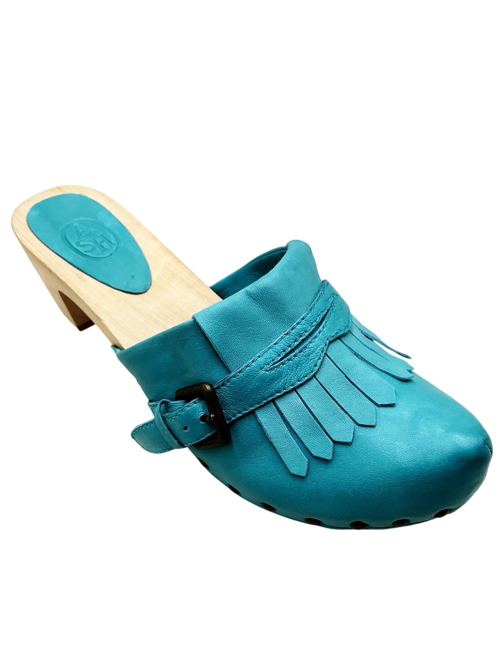 🆕{ASH} Leather Studded Kilte Wood Clogs
